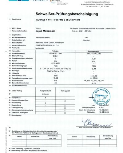 DVS Schweißzertifikat