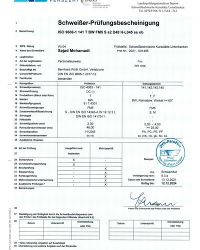 DVS Schweißzertifikat